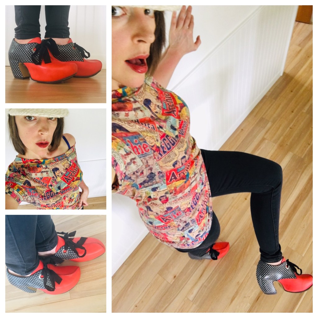 New Horizons Bellevue with Blended Thread Fabrics Bamboo Lycra and Fluevog Prepares Pledge shoes